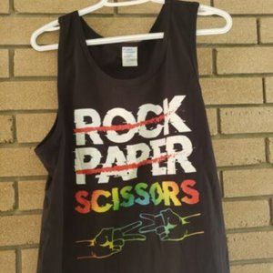 Black "Rock Paper Scissors" Tank Top Large